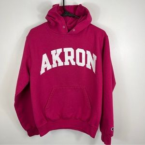 University Akron Zips Roo Pink Size Small Hoodie Sweatshirt Champion Brand